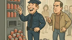 Witz: Polizist am Getränkeautomaten auf Glückssträhne